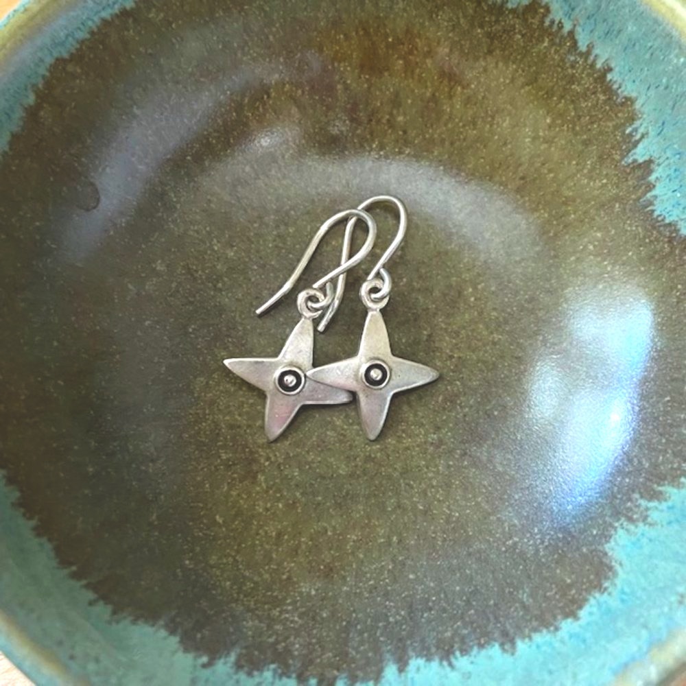 Sterling Silver Starfish Drop Earrings - Silver